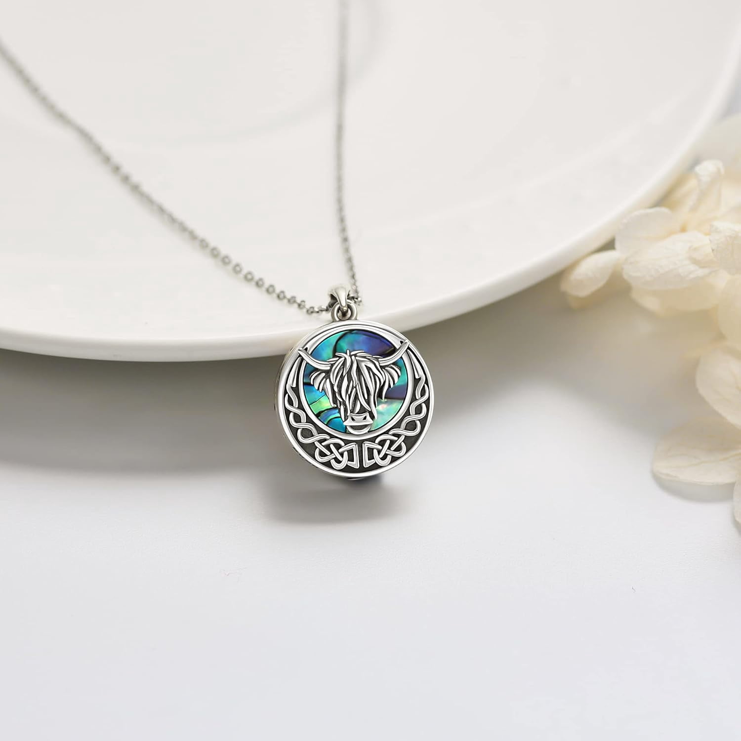 Urn Necklace 925 Sterling Silver Butterfly/Tree of Life/Highland Cow Urn Necklace for Ashes Cremation Jewelry for Women