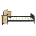 thumbnail image 4 of Full Size 3 Pieces Wood and Rattan Bed Frame with 2 Nightstands, Platform Bed Frame, Mid Century Bedframe, Wood Foundation(Espresso, Full), 4 of 9
