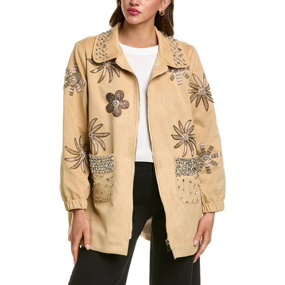 Beulah womens Embellished Jacket, O/S, Tan