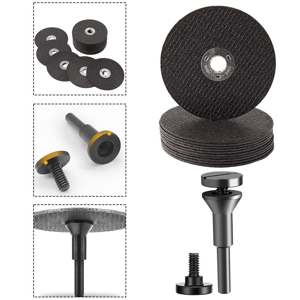 3 Inch Metal Cut Off Wheel 5-Pack With 1/4 Inch Shank Mandrel Arbor - For Die Grinder, Cutting Discs