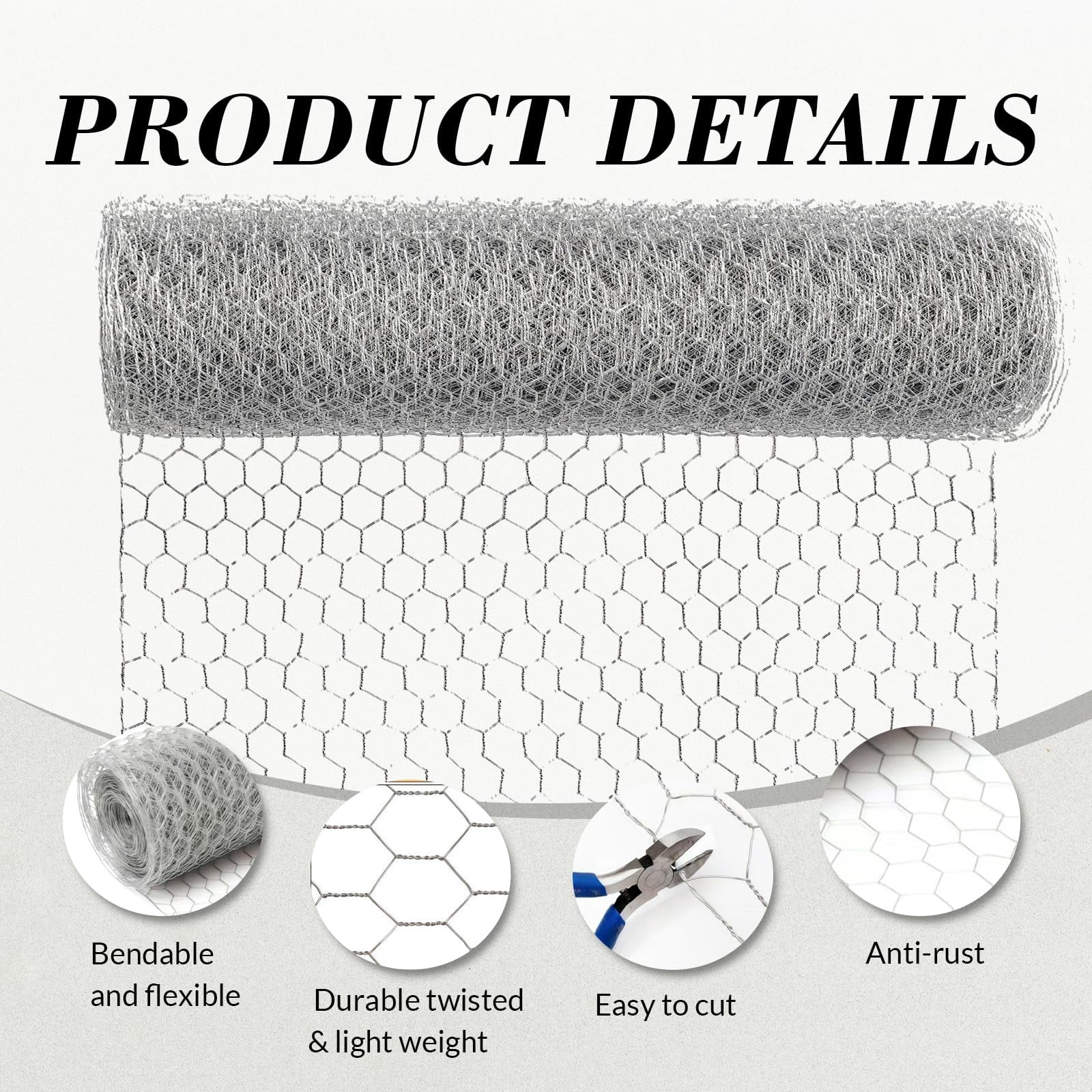 Chicken Wire Mesh, 13.7 x 118in Hexagonal Galvanized Steel Chicken Wire Fence, Metal Poultry Wire Netting for Chicken Coop Rabbit Dogs Barrier