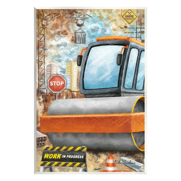 Stupell Industries Construction Work Scene Transportation Painting Unframed Art Print Wall Art, 10 x 15