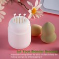 thumbnail image 3 of Soporte de esponja de maquillaje, estuche de viaje de silicona para licuadora cosmética, contenedor de transporte protector de bola de hojaldre de maquillaje (mezclador no incluido) - rosa / blanco Zhivalor WMXL-214-2, 3 of 4