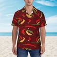thumbnail image 2 of Sikiie Hot Chili Print Men's Hawaiian Shirt, Summer Beach Button Pocket Short Sleeve T-Shirt,Large, 2 of 7