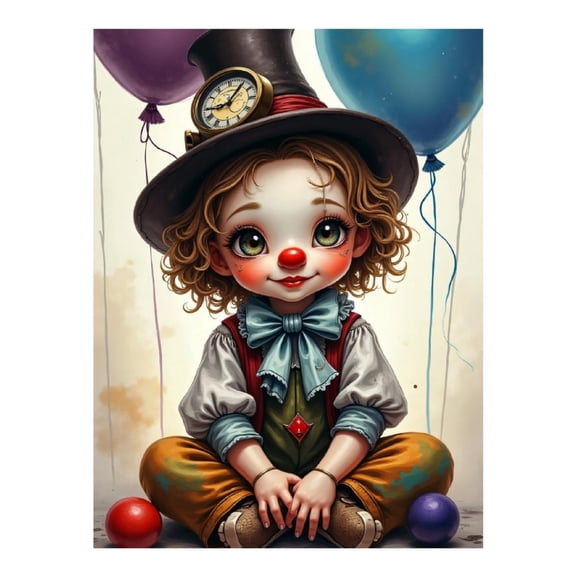 Diamond Art Kit for Adults, Cute Cartoon Clown Print No.11 Diamond Painting for Adults Beginners, 5D DIY Diamond Art Painting Kits, Colorful Diamond Painting Craft for Home Decor 12x16