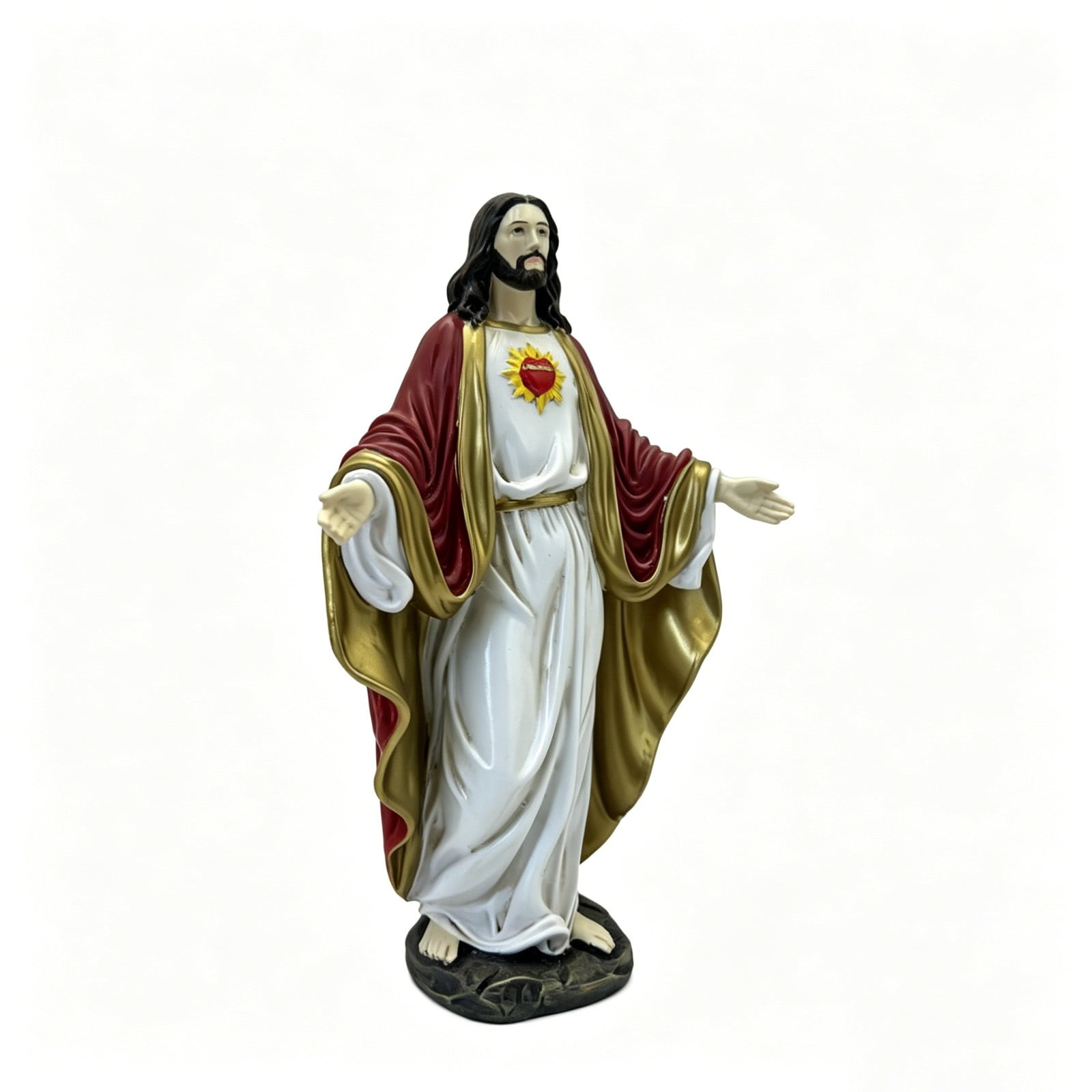 Sacred Heart Blessed Religious Statue Set Elegant Home Decor Devotional Figurine For Shelf Classic Religious Home Accent Timeless Piece For Display