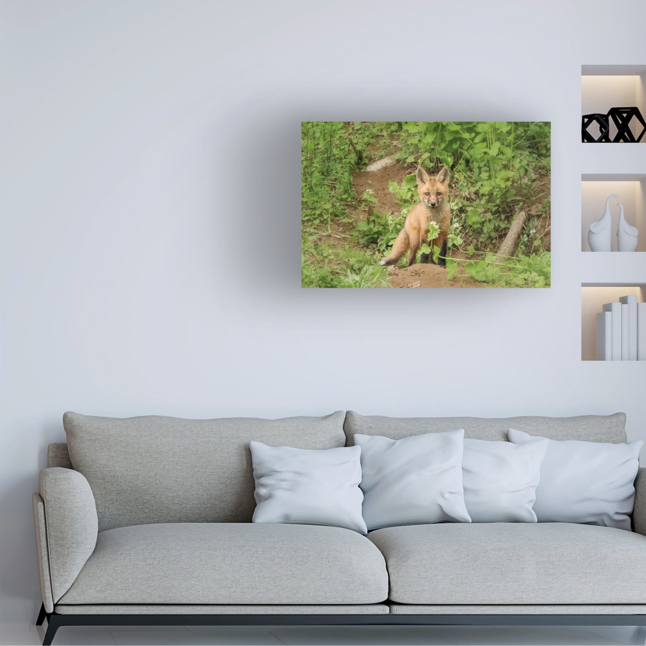 Canvas Wall Art - Carrie Ann Grippo-Pike 'Fox and Flower' Wall Art for Living Room, Bedroom, or Office Décor by Trademark Fine Art - 19 x 19 Inches