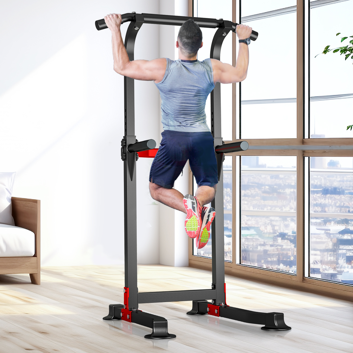 Ainfox Power Tower Pull Up Bar, Pull Up Bar Station Workout Dip Station Height Adjustable Strength Training Equipment For Fitness For Home 330 Weight Capacity - image 2 of 8