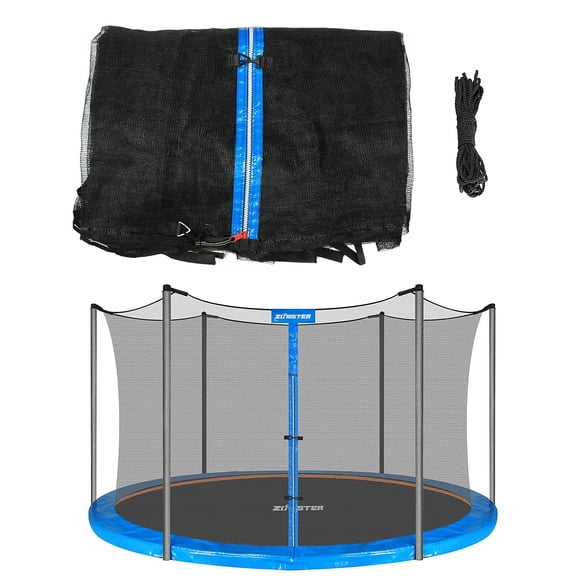 Filet de Sécurité de Remplacement pour Trampoline de 14 Pi pour 6 Poteaux Droits, Cadre Rond, Trampolines, Filet de Trampoline Respirant et Résistant aux Intempéries avec Sangles Ajustables