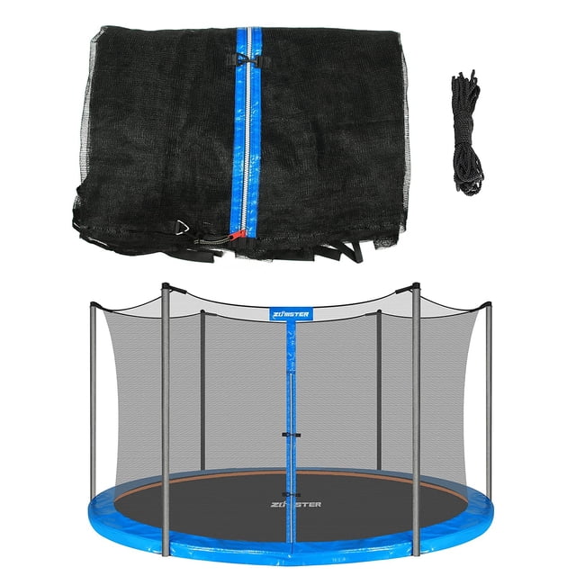Filet de Sécurité de Remplacement pour Trampoline de 14 Pi pour 6 Poteaux Droits, Cadre Rond, Trampolines, Filet de Trampoline Respirant et Résistant aux Intempéries avec Sangles Ajustables