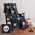 thumbnail image 2 of Guvpev Halloween Throw Blanket 39.4"x27.6" - Black Soft Flannel Decorative Blanket with Textured Skulls, Spooky Halloween Home Accent for Couch, Bed, Travel, Living Room & Fall Holiday Decor, 2 of 9