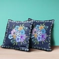 thumbnail image 4 of Amrita Sen Flowers Throw Pillow in Indigo Yellow Dark Blue 20x20, 4 of 5