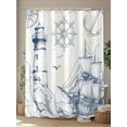 thumbnail image 4 of Blue Nautical Boat Shower Curtain, Classic Ocean Lighthouse Bathroom Decor Curtains Set with Hooks, Sailing Anchor Waterproof Fabric Home Accessories， 60 X 72 Inch Long, 4 of 6