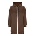 thumbnail image 5 of Womens Plus Size Hoodies Long Tunic Loose Fit Zip Up Sweatshirt Drawstring Casual Oversized Comfy Fall Coat with Pockets, 5 of 7