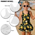 thumbnail image 6 of Xoenoiee Lemon Leaves Print Girls One Piece Swimsuits Sleeveless Swim Dress for Girls Hawaiian Skirted Bathing Suit Summer Swimwear, Size 3-4 Years, 6 of 7