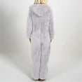 thumbnail image 4 of BLTIBY Sherpa Jumpsuit for Women Hoodies Fuzzy Pajamas Long Sleeve Adult Onesie Pajamas Winter Rompers Sleepwear with Pockets Gray L, 4 of 5