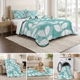 thumbnail image 6 of Quilts Full Size, Teal Green Leaves Soft Comforter Bedding Set for Bed, Farmhouse Botanical Branch Vintage Boho Leaf Lightweight Quilted Bedspread with Pillow Cover(2 Pieces) All Season, 78x90 Inch, 6 of 9
