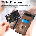 thumbnail image 4 of Wallet Case for Google Pixel 8 Pro, Ring Holder Kickstand Retro Premium Leather Credit Card Holder [ RFID Blocking ] Case with Wrist Strap Back Magnetic Clasp Flip for Google Pixel 8 Pro, Brown, 4 of 14