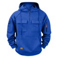 thumbnail image 7 of Resicozy Mens Cargo Hoodies Quarter Zip Sweatshirts Tactical Pullover Casual Gym Athletic Loose Hooded Sweatshirts with Pocket Blue 3XL, 7 of 7