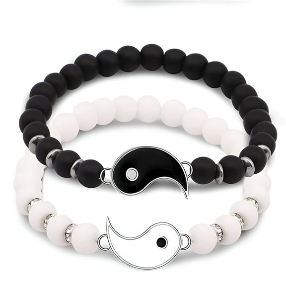 DESIGNICE Long Distance Touch Bracelets European and Fashion Frosted Stone Couple Bracelet Touch Bracelets for Couples(Black)