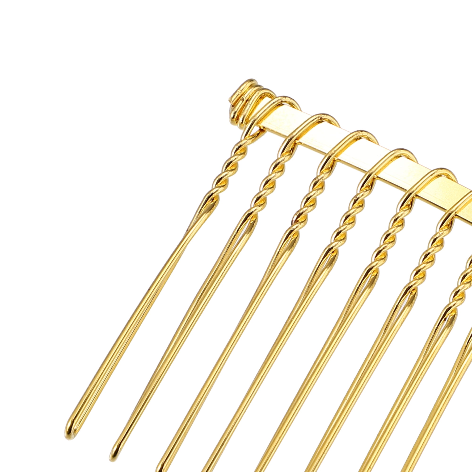 Unique Bargains 12 Pcs No Slip Hair Side Combs Accessories Metal 1.3" Gold Tone