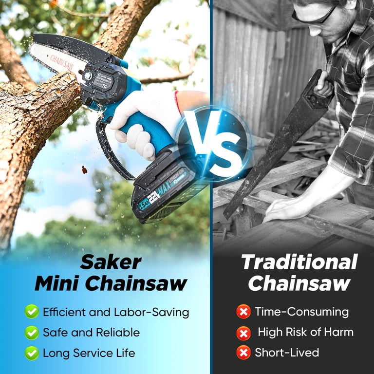 Saker Mini Cordless Chainsaw 6 inch, 22V Battery photo 8