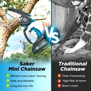Saker Cordless Mini Chainsaw with 22V 1500mAh Battery, 6 inch Portable Handheld Electric Chainsaws with Safety Lock for Wood Cutting, Tree Trimming