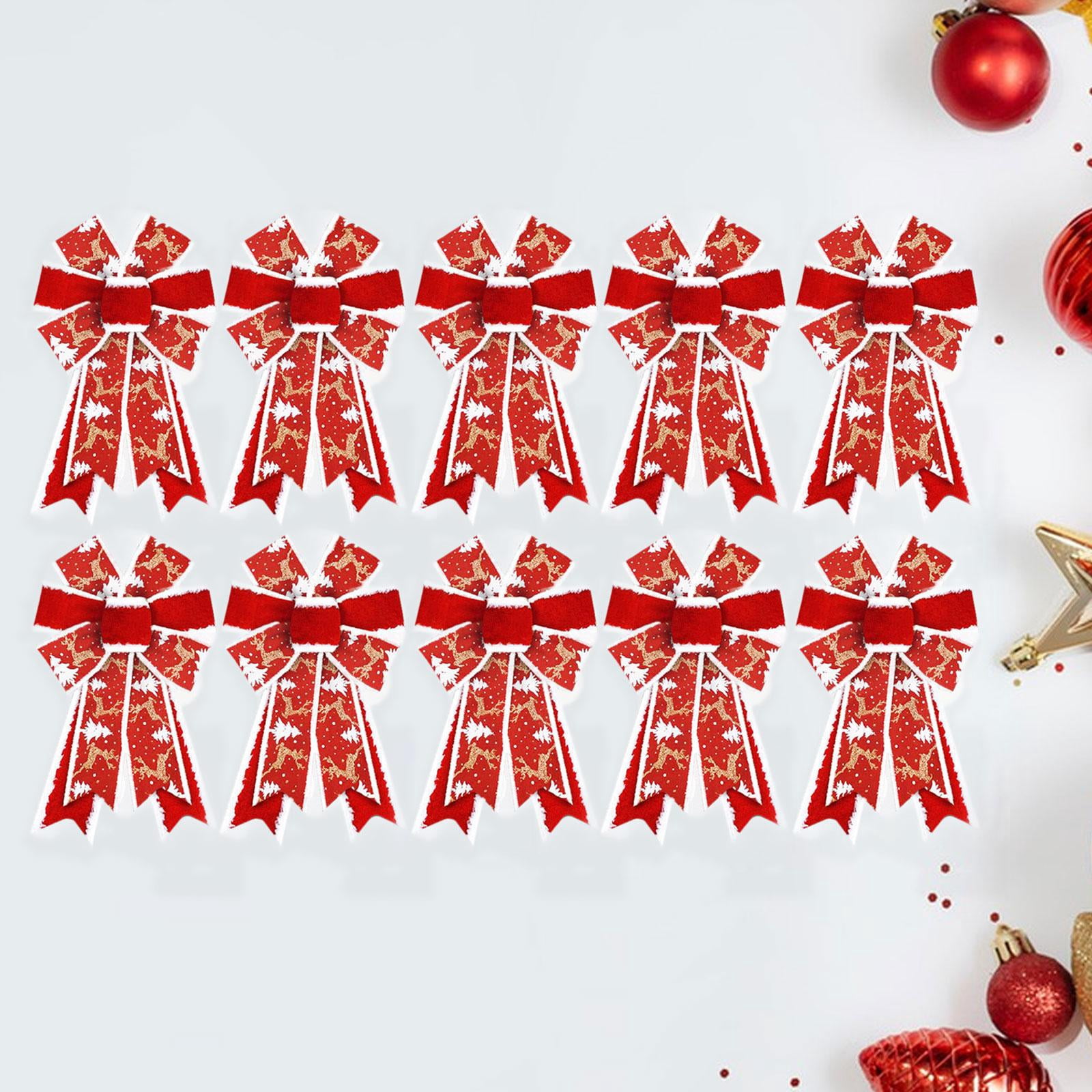 Sharprepublic 10 Pieces Christmas Ribbon Bows DIY for Treat Bags Valentine's Day Christmas