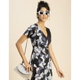 thumbnail image 5 of Moomaya Short Sleeve V Neck A-Line Printed Dress - Women's Trendy A-Line Dress, 5 of 9