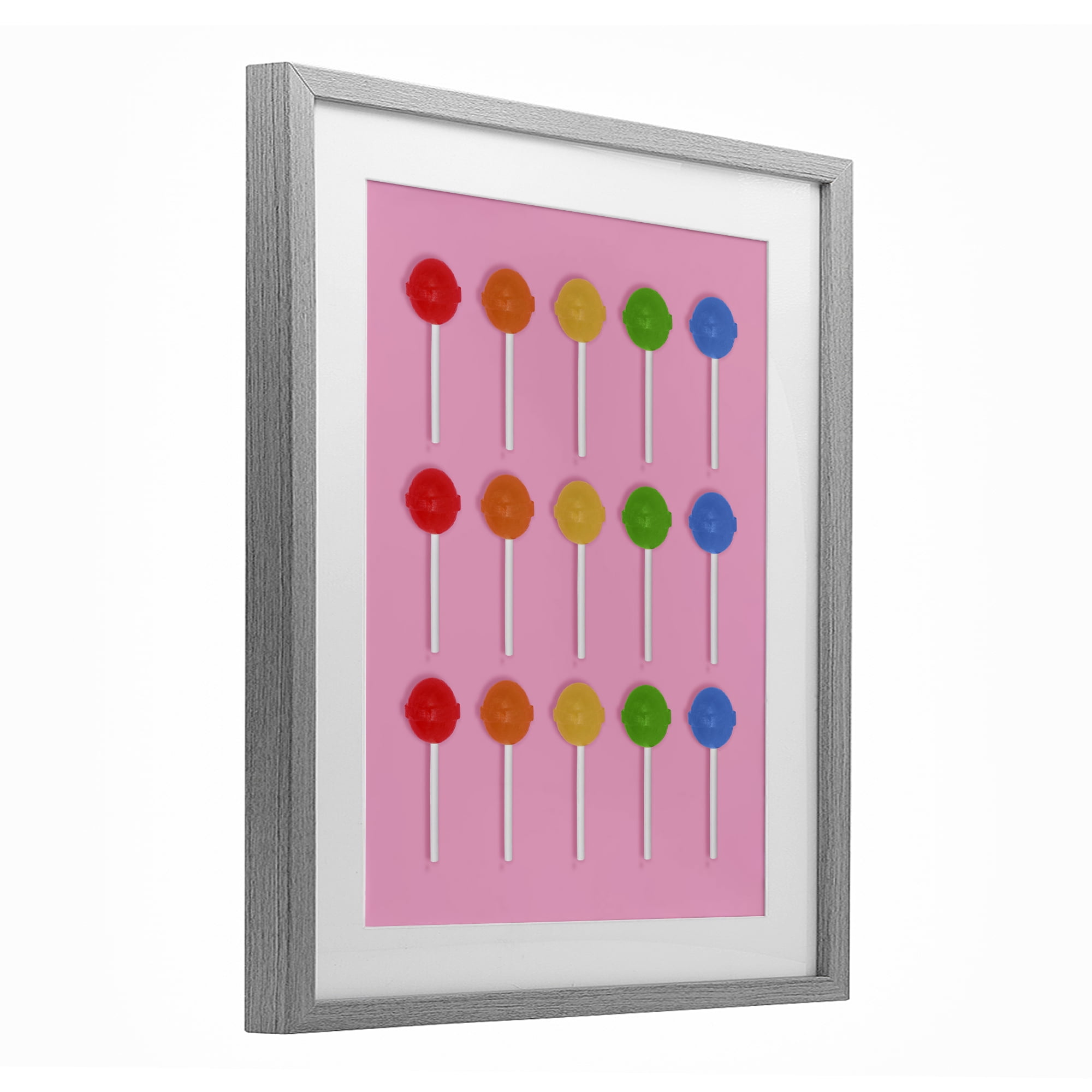 Stupell Industries Colorful Lollipop Grid Gray Framed Print Under Glass, design by LISH Creative