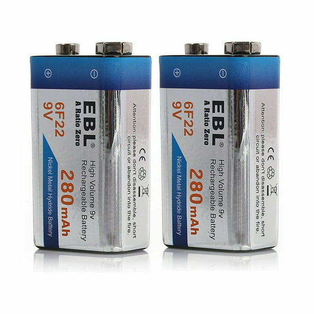 EBL 9V Rechargeable Batteries NiMH 280mAh 9 Volt Battery for Smoke
