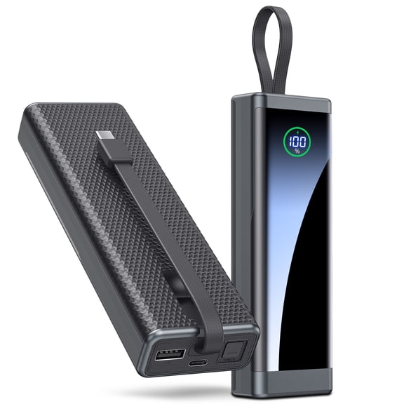 Portable Charger 40000mAh, 22.5W Fast Charging Battery Pack USB-C In&Out with Built in Cables, LED Display Power Bank Compatible for iPhone 17/16/15, Samsung, iPad
