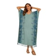 thumbnail image 6 of Beautybatik Grey Boho Flora Printed Women Plus Size Kaftan Kimono Loungewear Maxi Long Dress 4x, 6 of 6