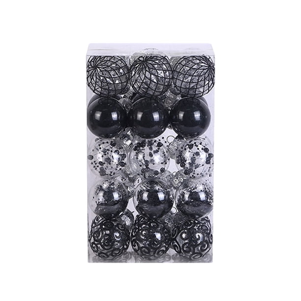 Yuarrent 30 unids/set bolas de Navidad ingredientes seguros textura de alta gama adornos reutilizables para árbol de Navidad Kits de decoración para fiestas Negro
