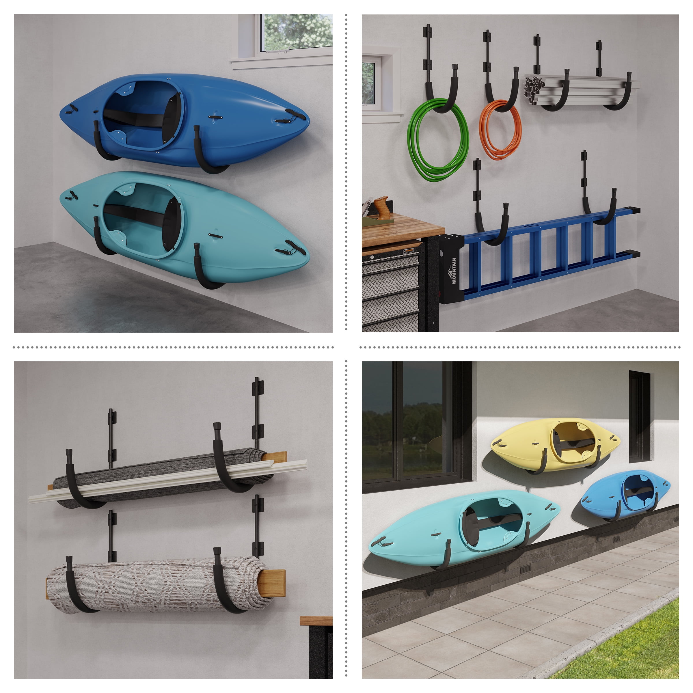 Rad Sportz Garage Hooks 4-Pack - 100lbs Weight Capacity
