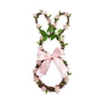 thumbnail image 2 of 19.7In Rabbit-Shaped Wreath With Delicate Florals & Pink Bow, Handcrafted Rattan Door Hanger Decor, Festive Spring Easter Wreath For Front Door, Wall, Home Decoration, Perfect For, 2 of 9