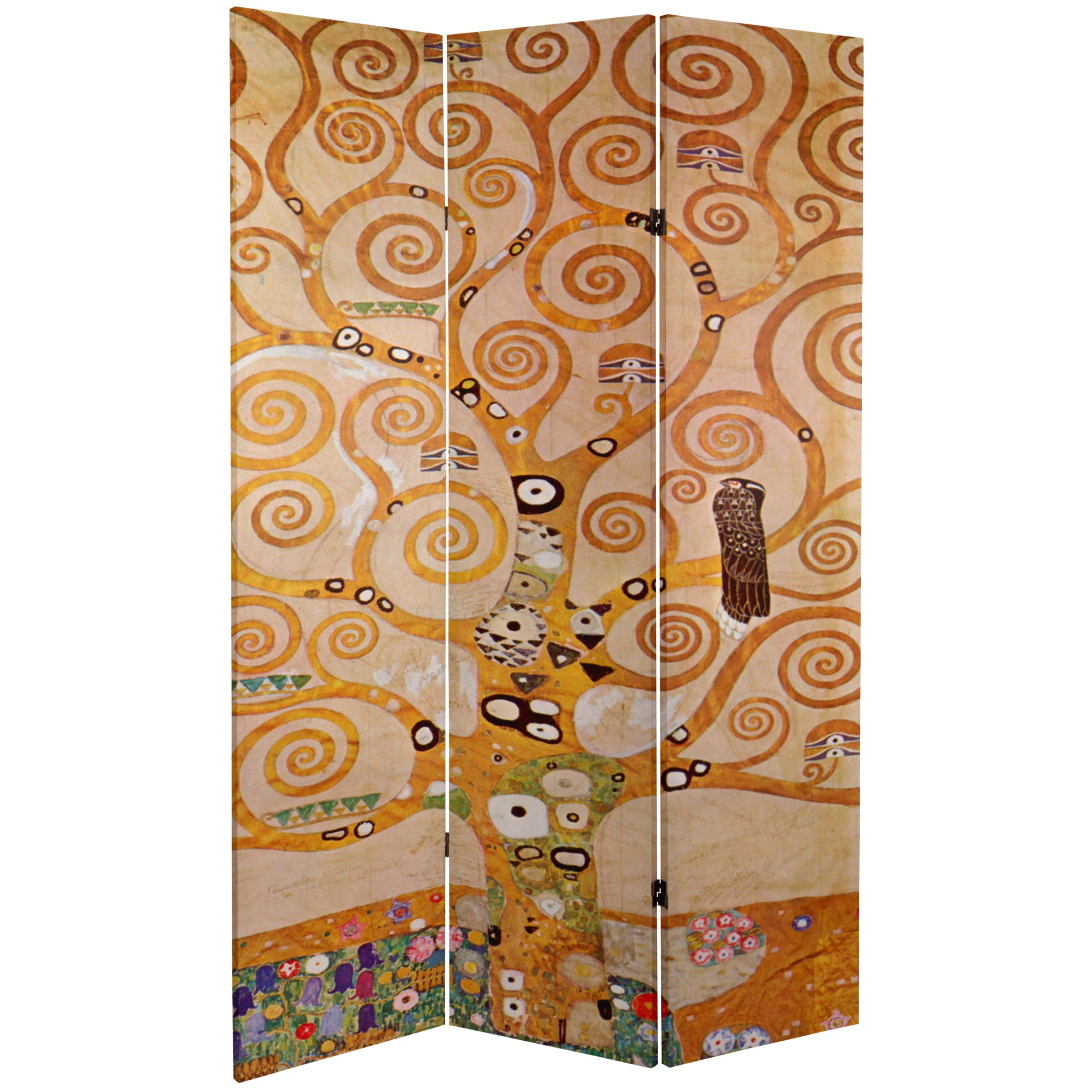 Oriental Furniture 6 ft. Tall Klimt 'The Kiss' Canvas Room Divider - 3 Panel