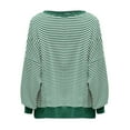 thumbnail image 5 of Sweaters For Women Oversized Knit Striped Long Sleeve Crewneck Casual Loose Pullover Tops Khaki L Womens Sweaters, 5 of 6