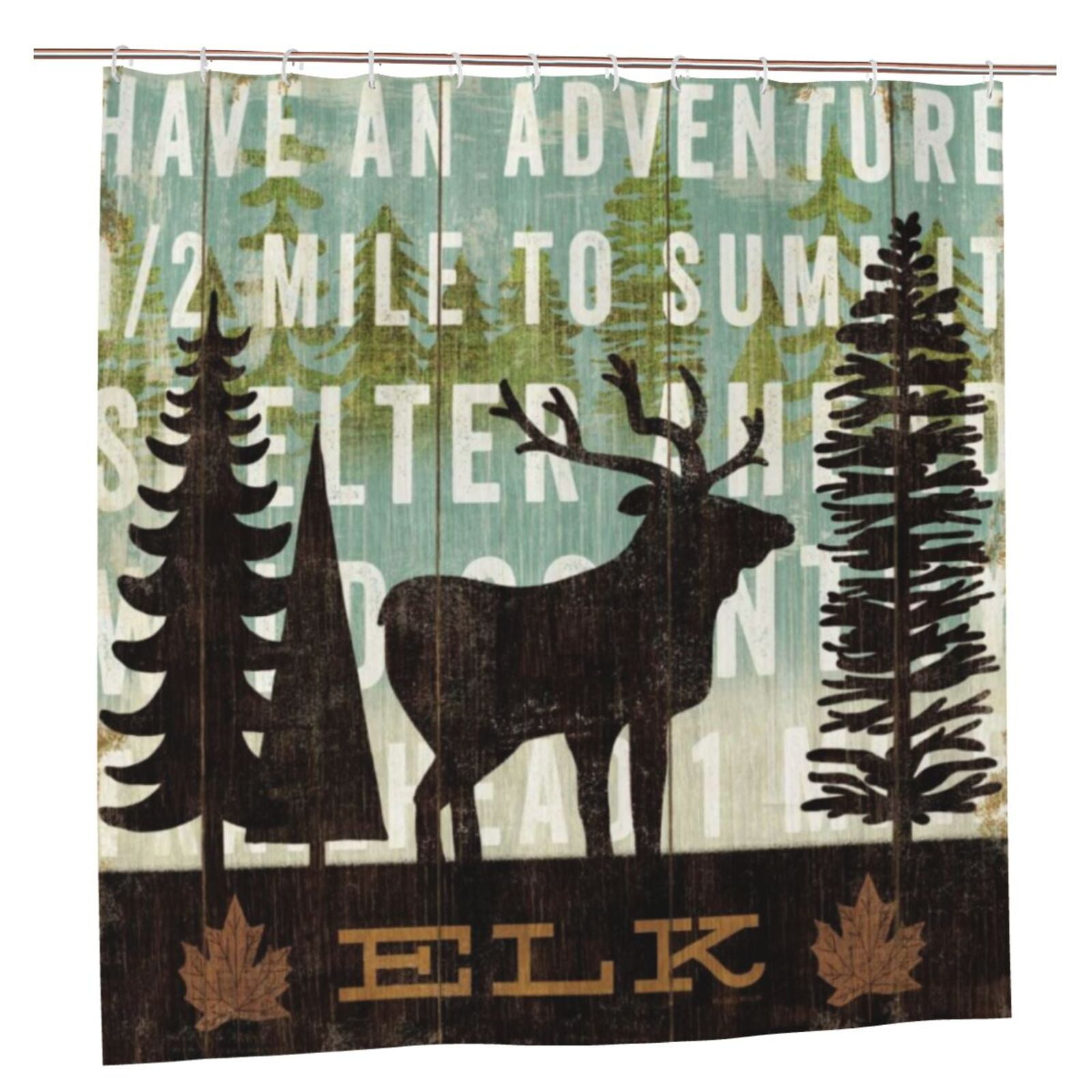 country cottage Vintage Background Wildlife Elk Moose Bear Deer Pine