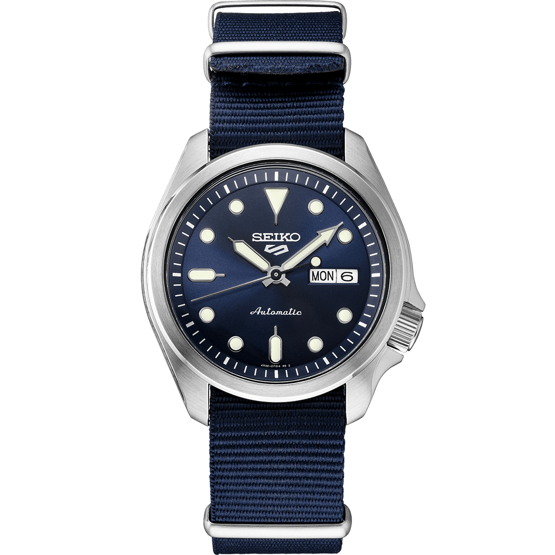 to Jeg spiser morgenmad Bank Seiko 5 Sports SRPE63 Blue Dial Steel Day Date Nylon Automatic Men&#039;s  Watch - Walmart.com