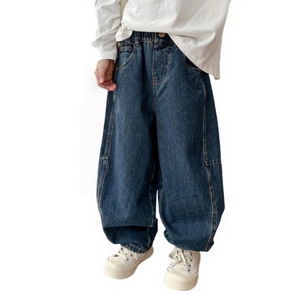 EnJoCho Boys Baggy Jeans Kids Wide Leg Cargo Denim Pants Elastic Waist Casual Pockets 𝖸2𝖪 Loose Trousers 4-14 Years Streetwear Trendy Fashion Oversized Comfortable Stretch