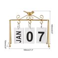 thumbnail image 2 of Unique Bargains Calendrier Perpétuel Vintage en Bois, Calendrier Rabattable pour Bureau Style 2, Doré, 2 of 6