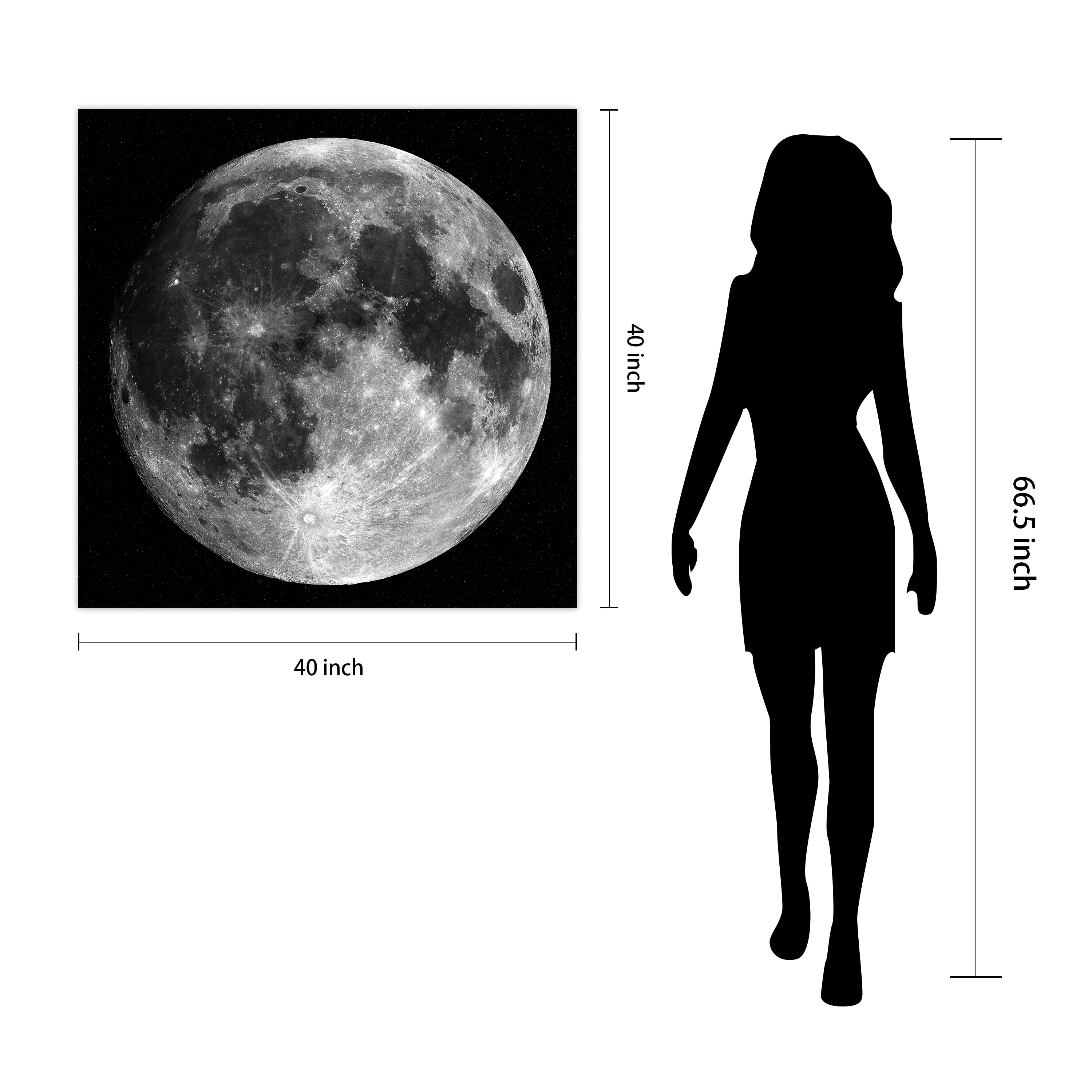 Empire Art Direct Full Moon Frameless Free Floating Tempered Glass Panel Graphic Wall Art, 40" x 40" x 0.2", Ready to Hang