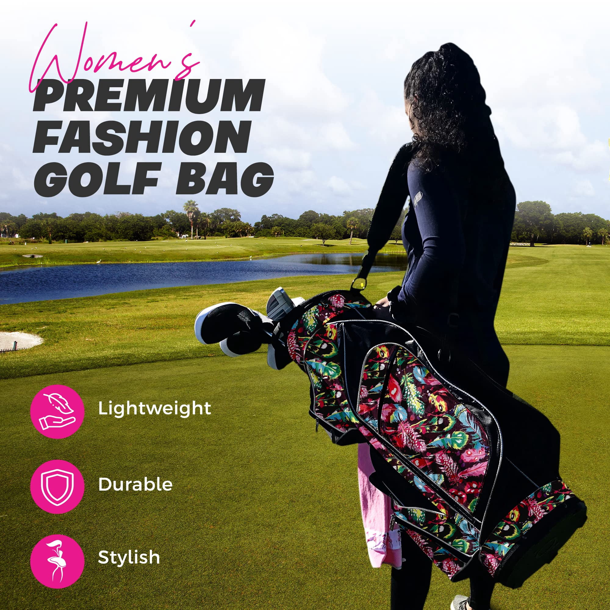 Womens Golf - Taboo Fashions 14 Way Lightweight Ladies Cart Bag (Native Joy)