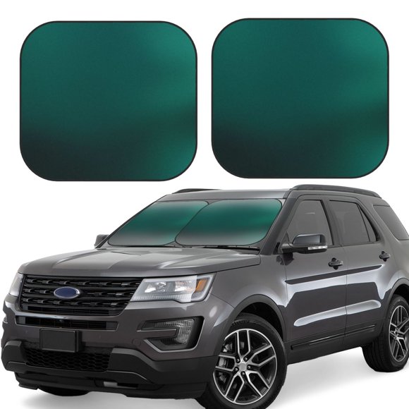 Saiise Dark teal green for Foldable Car Sun Shades (2-Pack) Offer Sun Protection with an Easy-fold Design for Convenient Windshield Shading-Medium