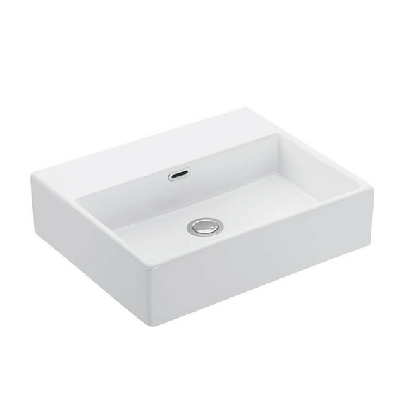 Quattro 50.00 Wall Mount/Vessel Bathroom Sink in Ceramic White without Faucet Hole