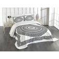 thumbnail image 3 of Ambesonne Geometric Quilted Bedspread Set 3 Pcs, Rounds Lines Square Art, Queen Size, White and Black, 3 of 5