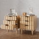 thumbnail image 3 of VERDALAY Mesita de noche, mesita con 3 cajones y patas de madera maciza resistentes, mesita auxiliar de madera con tiradores metálicos para dormitorio infantil, salón, dormitorio, pasillo, muebles, 3 of 9
