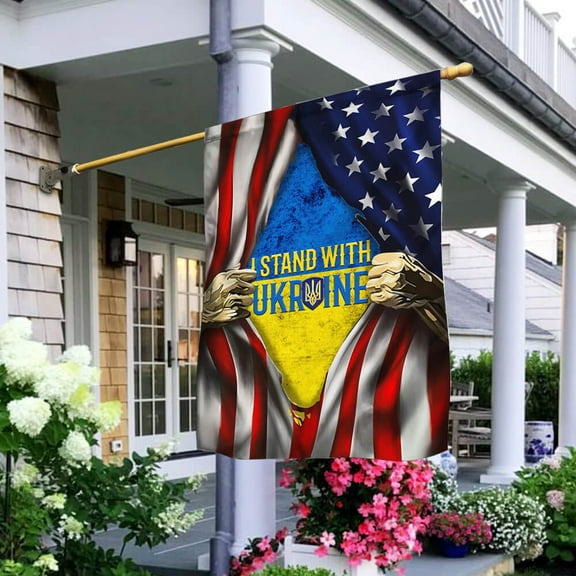 Flagwix I Stand With Ukraine Flag. Ukrainian Flag. Stop War Flag NNT441F Ukraine Flags, Indoor Outdoor Decoration - House Flag (29.5" x 39.5")
