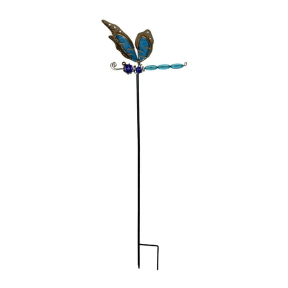 figatia Dragonfly Garden Stake Fairy Garden Accessories Yard Sign Outdoor Decoration Metal Yard Art for Fence Outside Balcony Pathway Blue